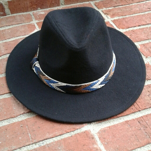 Rampage Black Felt/Chevron Hatband Fedora Hat - Picture 3 of 7